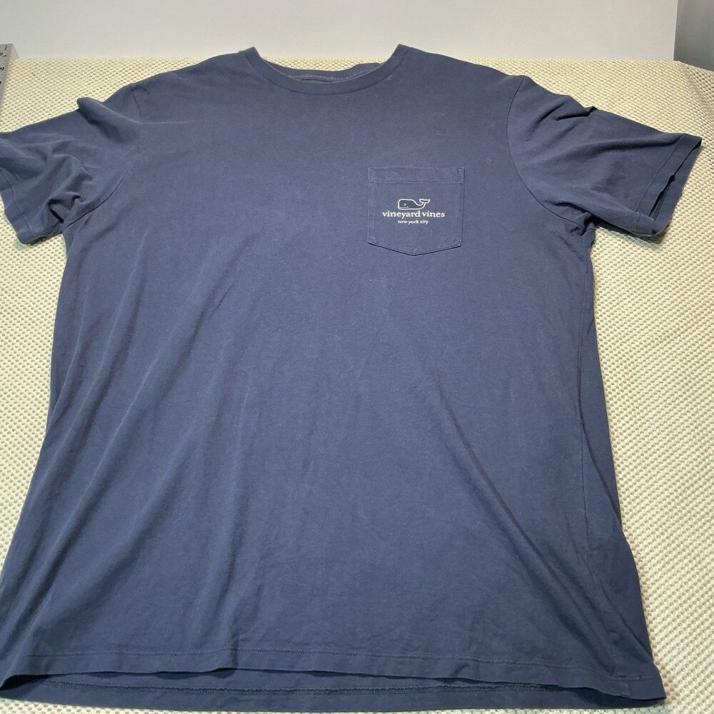 Vineyard Vines Men’s XL T-Shirt Navy NYS Empire State Building Pocket 100% Cott
